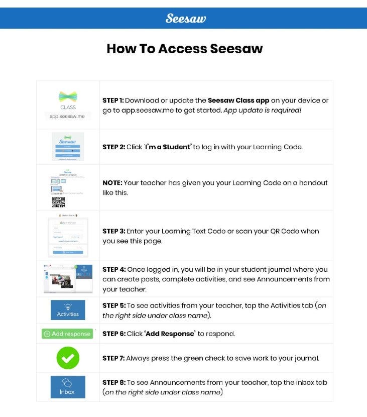 How to access seesaw app.